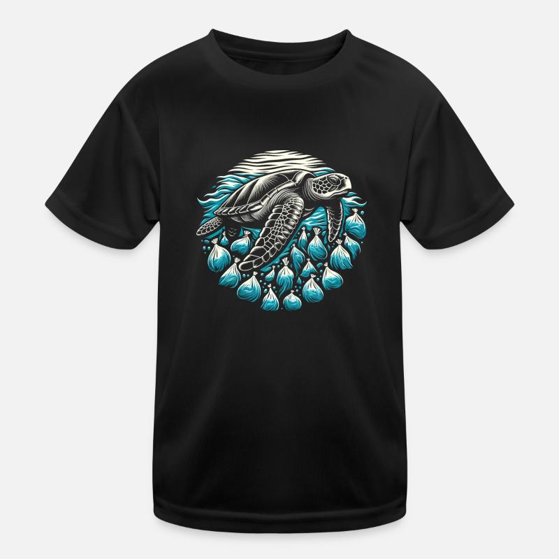 Tortue pollution T-shirt sport Enfant