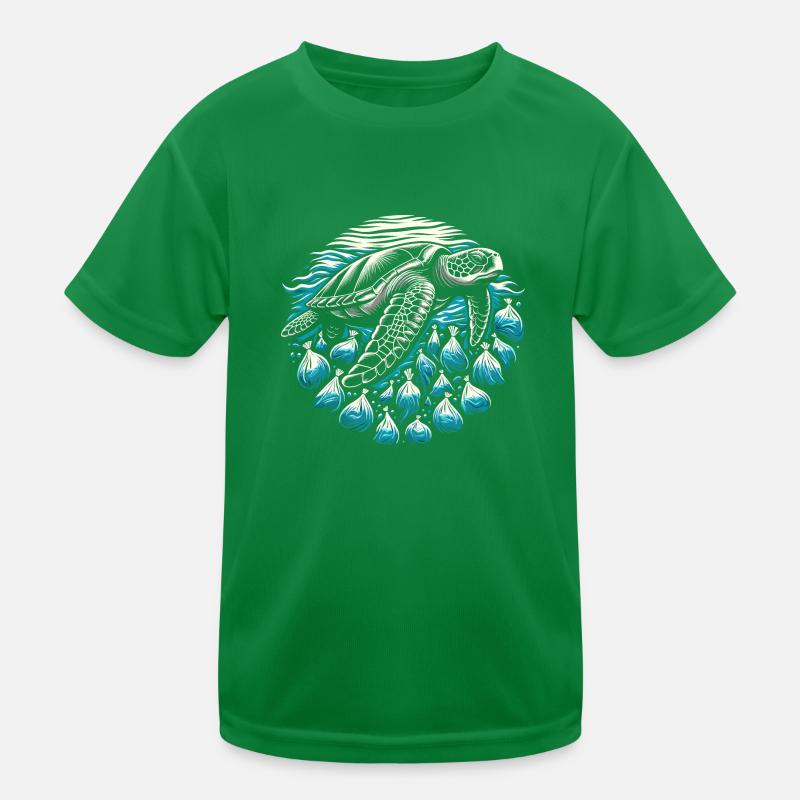 Tortue pollution T-shirt sport Enfant