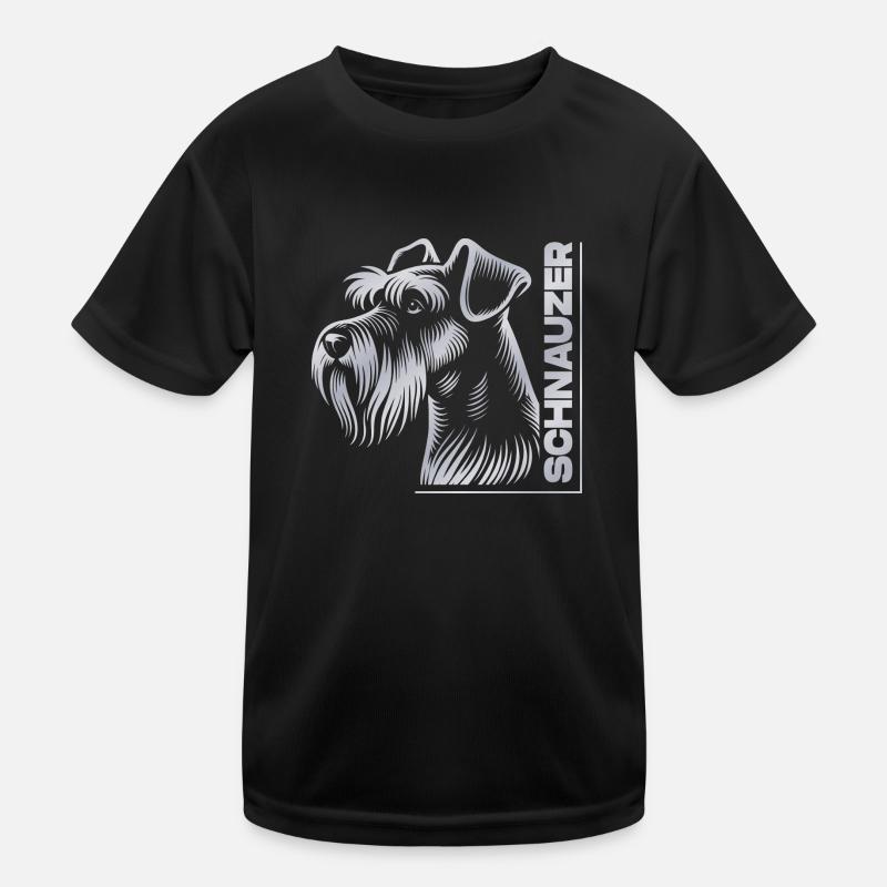 Schnauzer Portrait Zeichnung Kopf silber Kinder Funktions-T-Shirt