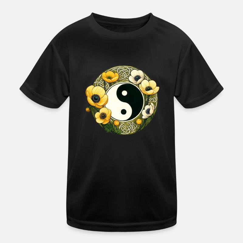 Blumen Yin Yang Kinder Funktions-T-Shirt