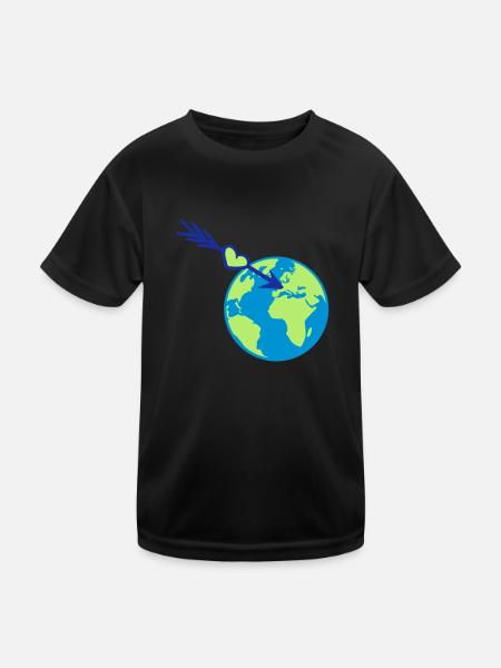 erde europa planet welt liebe oekologisch natur kl - Kinder Funktions-T-Shirt - Schwarz - Vorne