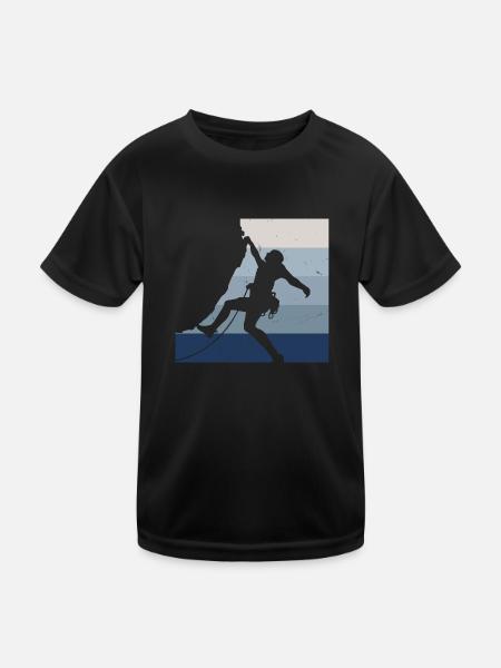 Retro Graphic Climbing Bouldering Rock Climber Mou - Kinder Funktions-T-Shirt - Schwarz - Vorne