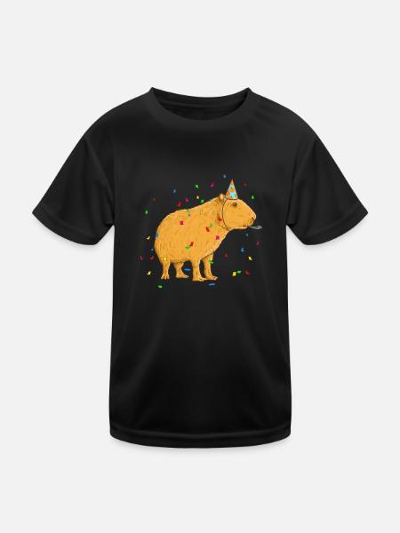 Capybara Geburtstag - Kinder Funktions-T-Shirt - Schwarz