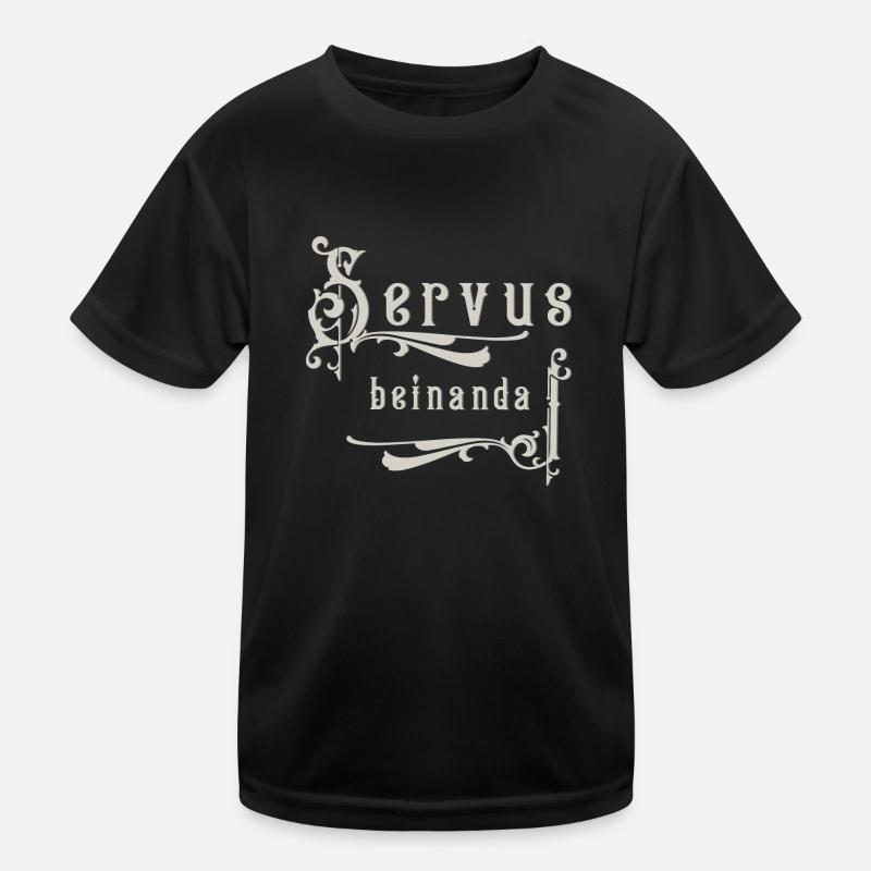 Servus beinanda - Kinder Funktions-T-Shirt - Schwarz
