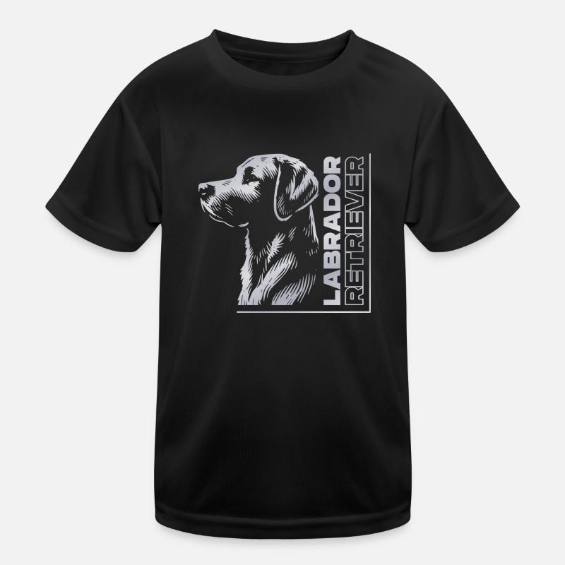 Labrador Zeichnung Kopf silber Kinder Funktions-T-Shirt