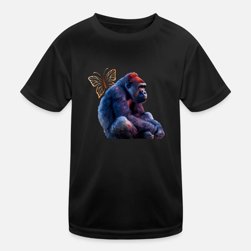 Affe - Kinder Funktions-T-Shirt - Schwarz
