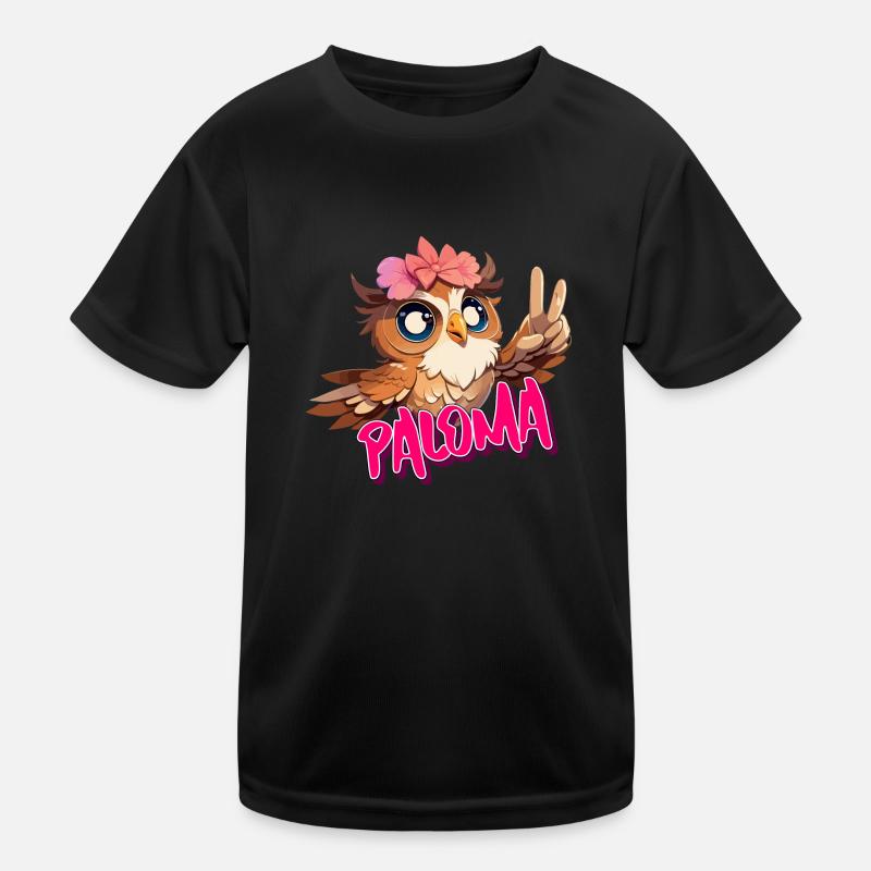 PALOMA - Schöner Mädchen Name mit süßer EULE Kinder Funktions-T-Shirt