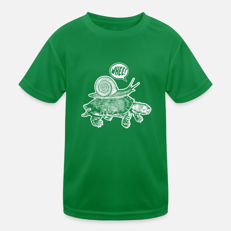 Snail Riding Turtle Whee Funny Animal Kids Functional T-Shirt