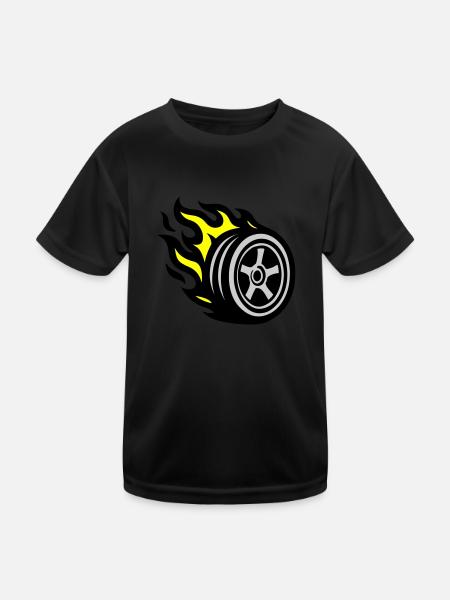 Tire Flame - Kids Functional T-Shirt - black - Front