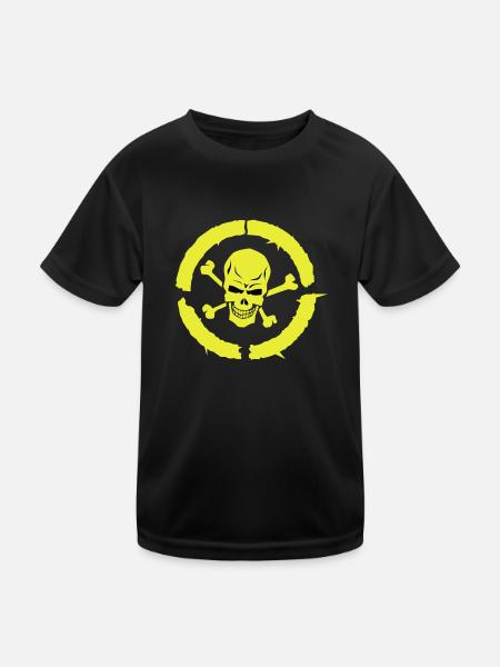 skull skull bone circle - Kids Functional T-Shirt - black - Front
