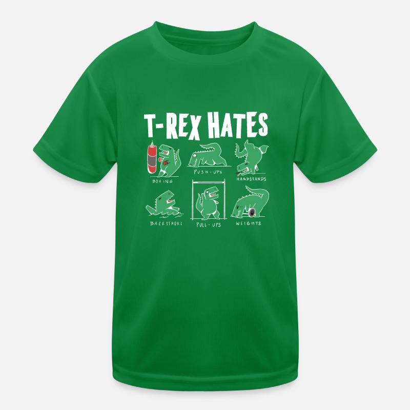 Funny T Rex Hates Boxing, Push UP, Pull ups Kids Functional T-Shirt