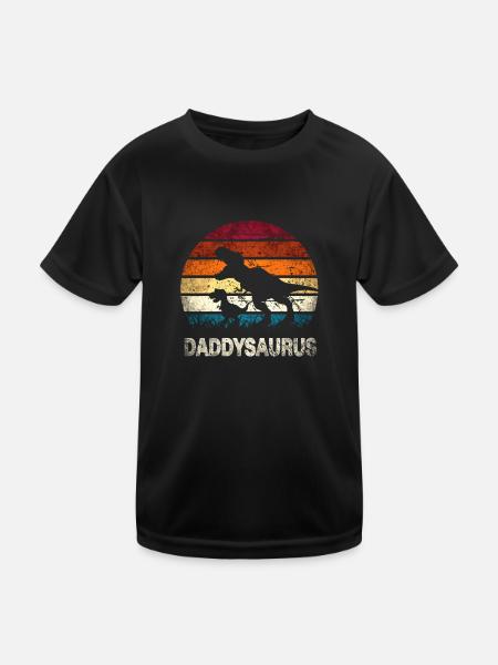 Daddysaurus - Kinder Funktions-T-Shirt - Schwarz - Vorne