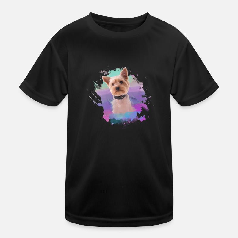 yorkshire terrier, hund, graffiti,terrier, bunt - Kinder Funktions-T-Shirt - Schwarz