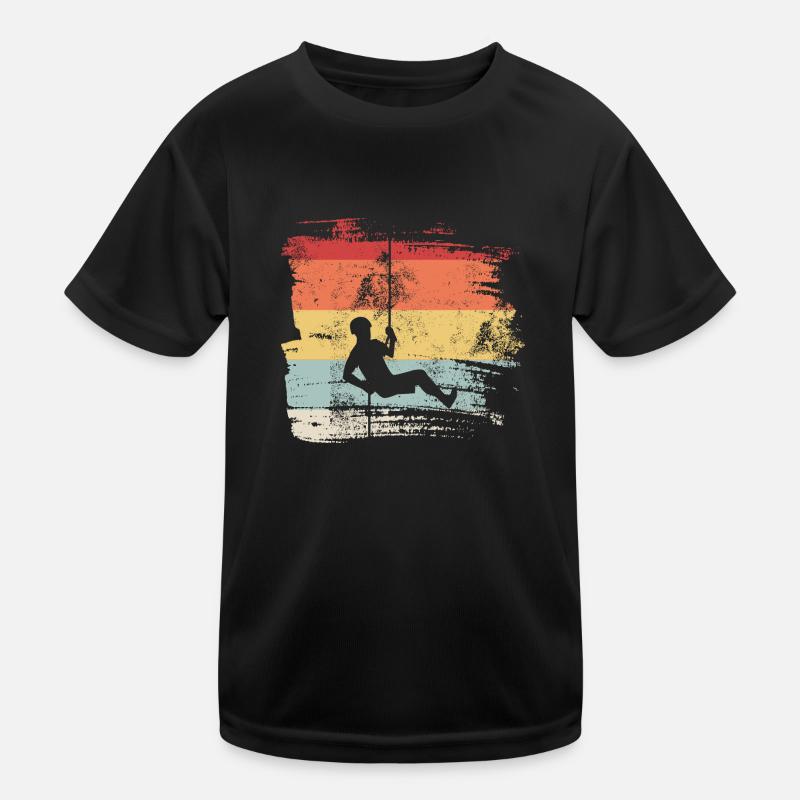 Retro abseilen klettern Canyoning Kletterer Kinder Funktions-T-Shirt