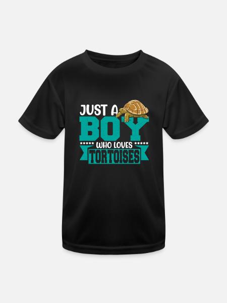 Men Reptile Turtle Lover Just A Boy Who Loves Tort - Kids Functional T-Shirt - black - Front