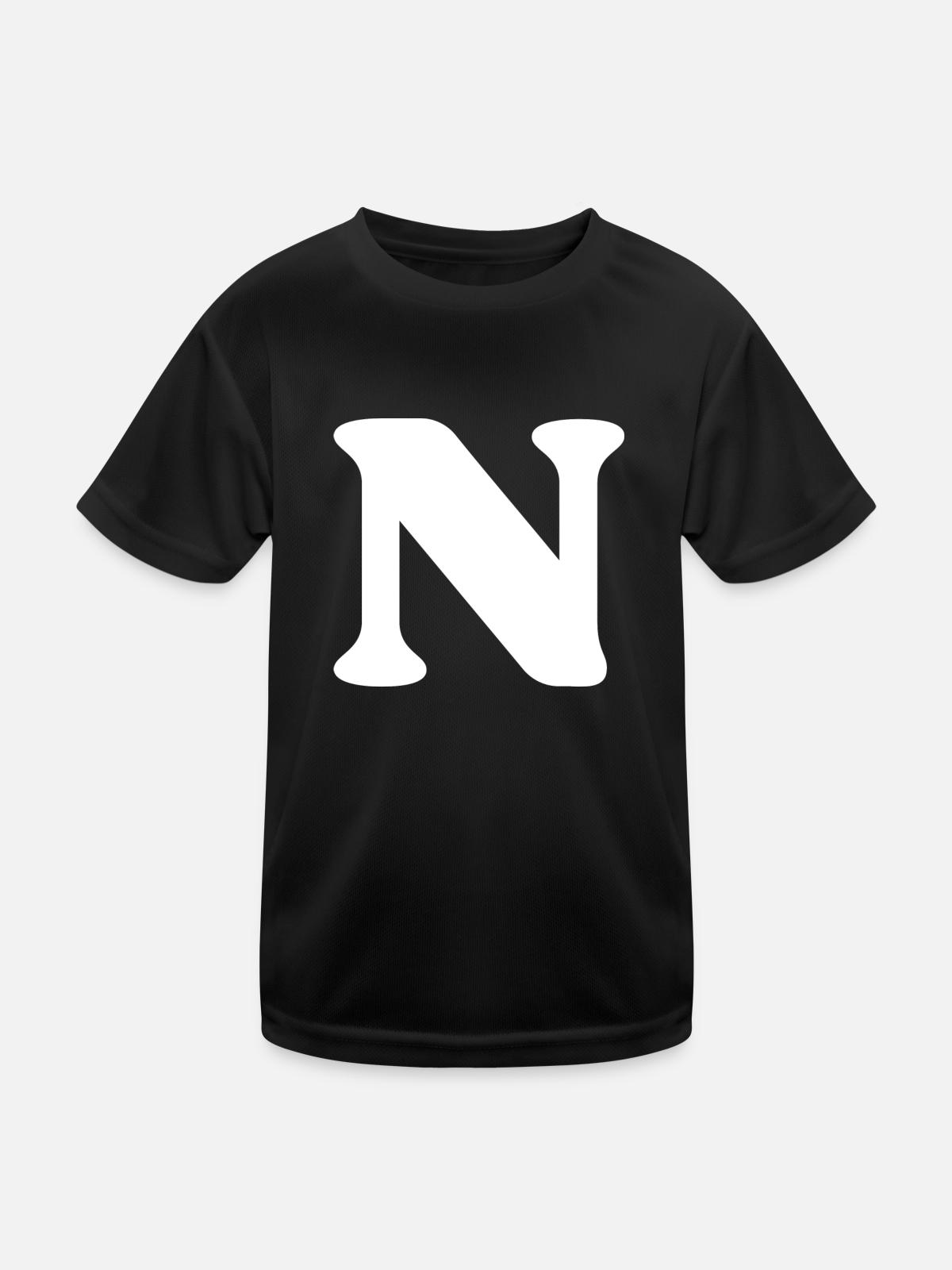 Letter n - Kids Functional T-Shirt - black - Front