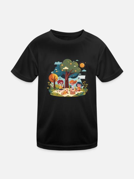 Die Picknick-Truppe - Kinder Funktions-T-Shirt - Schwarz - Vorne