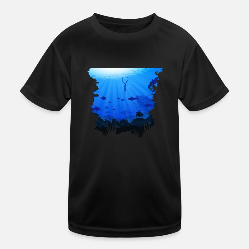 Freedive Diving Apnoe Deep Seas Underwater Diver Kinder Funktions-T-Shirt