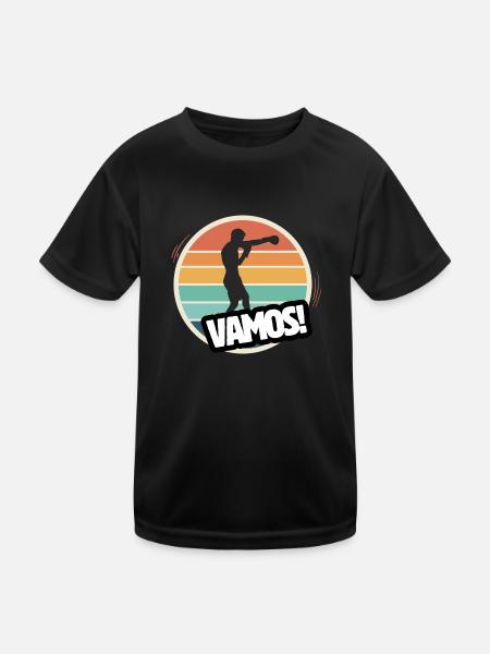 Vamos Retro-Boxen - Kinder Funktions-T-Shirt - Schwarz - Vorne