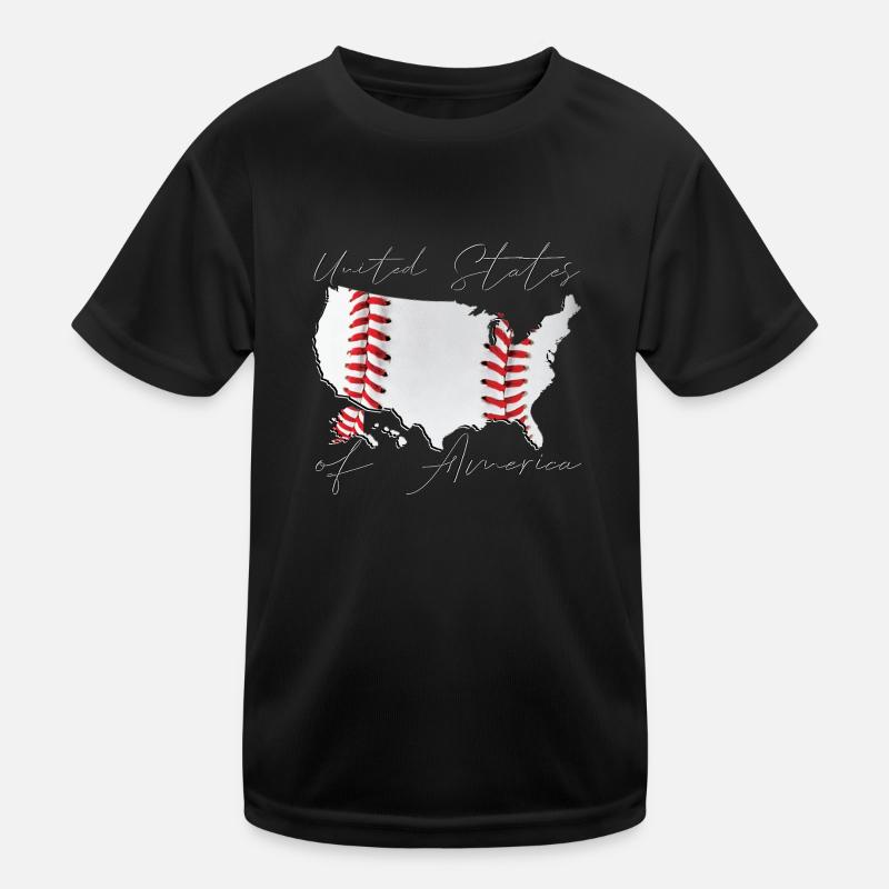 USA | echter Baseball | Landkarte Script Kinder Funktions-T-Shirt