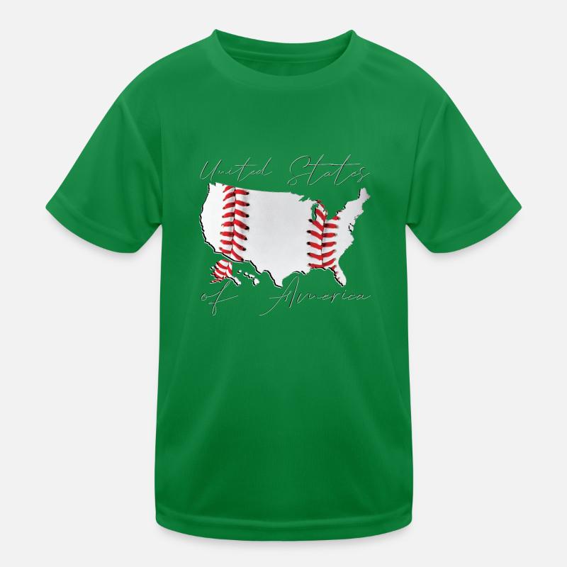 United States | real baseball | Map Script Kids Functional T-Shirt