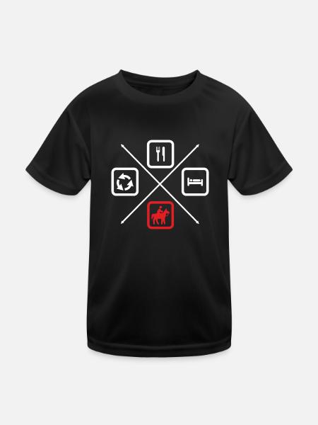 Le cycle de vie d’un cavalier,cavalier, équitation - T-shirt sport Enfant - noir - Devant