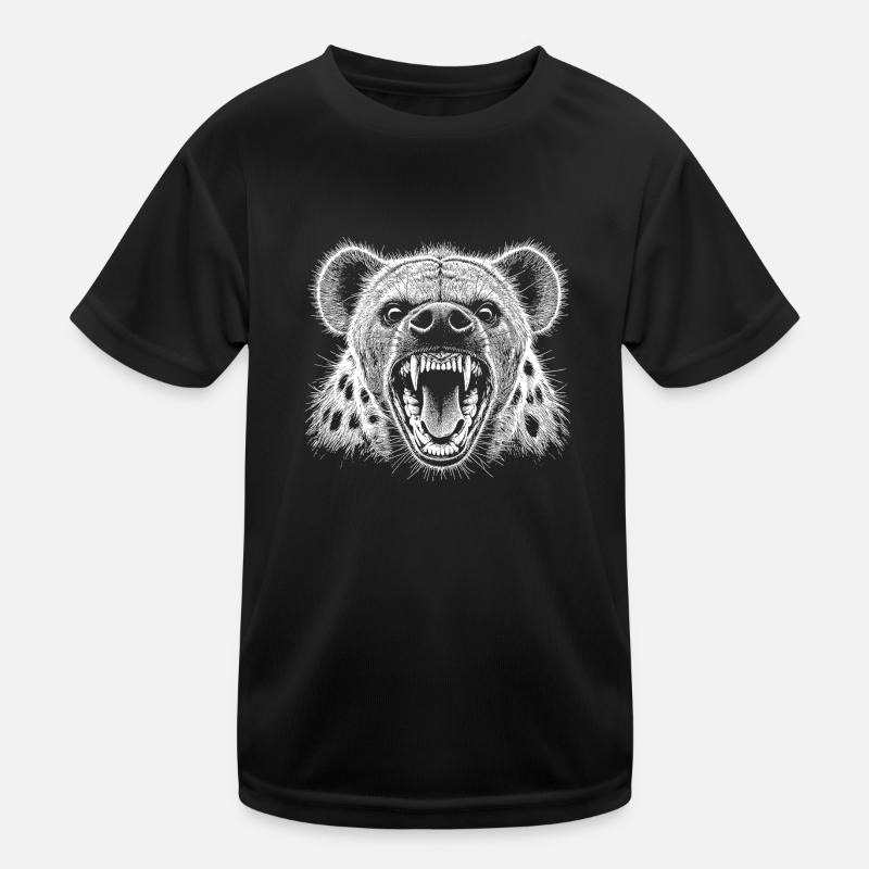 Hyäne - Kinder Funktions-T-Shirt - Schwarz