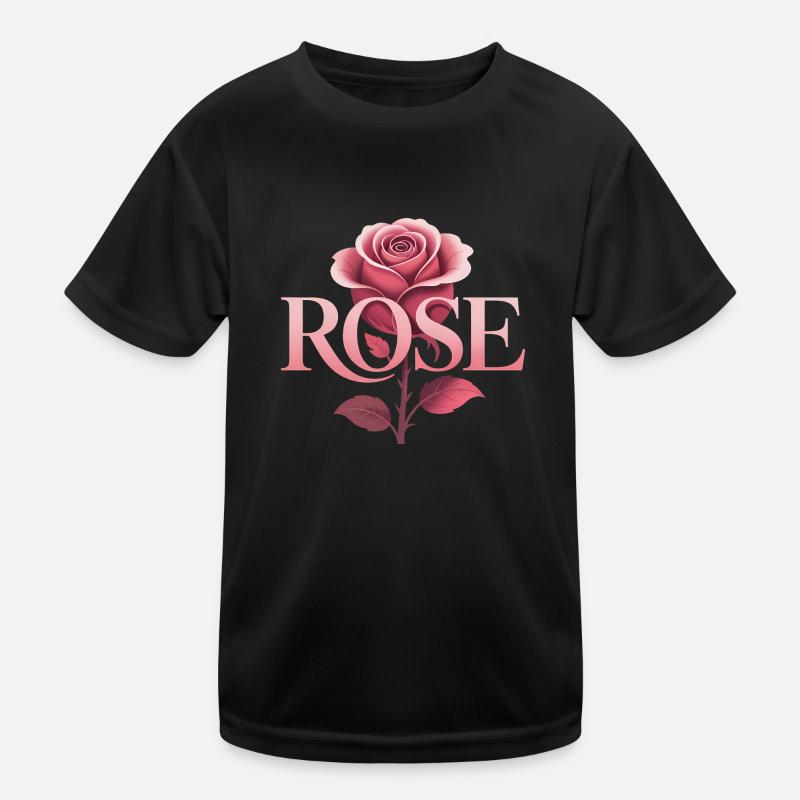 Rose - Cooles botanisches Logo Kinder Funktions-T-Shirt