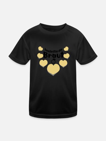 JGA lustiger Spruch Partyspiel beschrifte d. Braut - Kinder Funktions-T-Shirt - Schwarz - Vorne