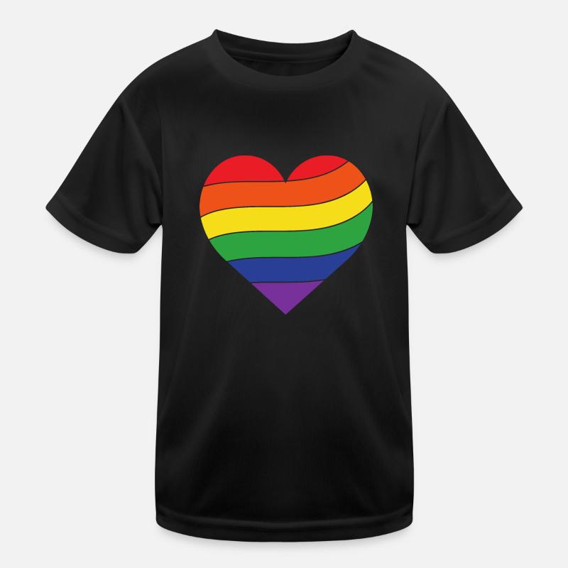 Regenbogen Herz | Pride Kinder Funktions-T-Shirt