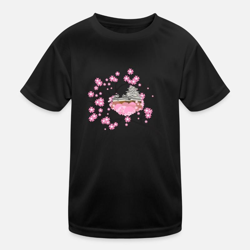 Kirschblüten Tempel Design Sakura Kinder Funktions-T-Shirt