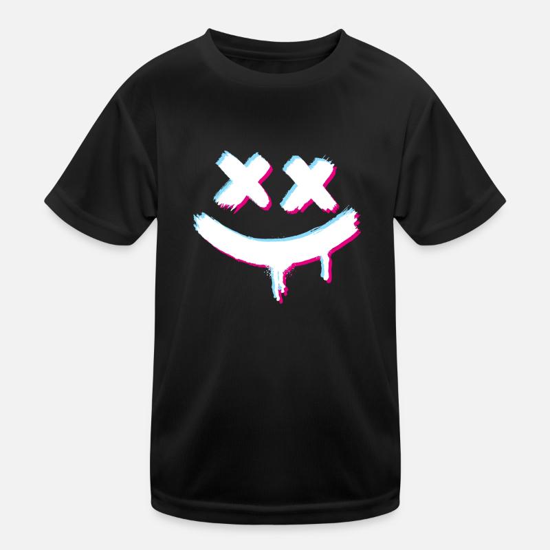 Smiley Smile Glitch Evil - Kids Functional T-Shirt - black