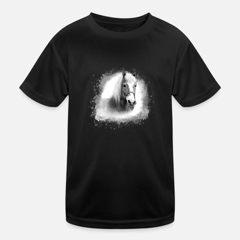 haflinger, cheval, graffiti, peinture, tête de cheval, gris T-shirt sport Enfant