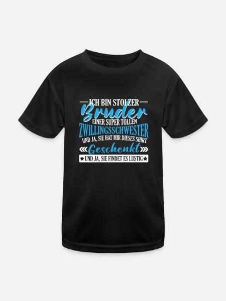 Zwillingsbruder stolzer Bruder - Kinder Funktions-T-Shirt - Schwarz