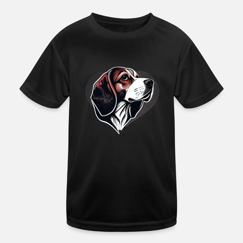 beagle dog vector heart shaped - Kids Functional T-Shirt - black