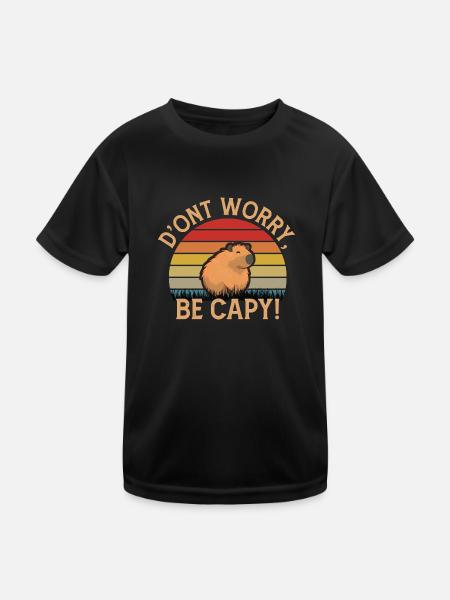 Mach dir keine Sorgen, Be Capy! - Kinder Funktions-T-Shirt - Schwarz - Vorne