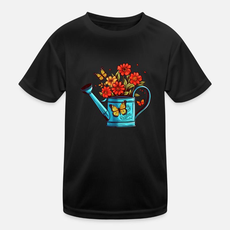 Gießkanne Blumen Schmetterlinge Gärtner Sommer Kinder Funktions-T-Shirt