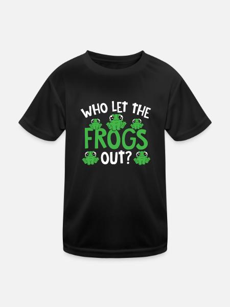 Amphibian Toad Froggy Funny Who Let The Frogs Out - Kids Functional T-Shirt - black - Front