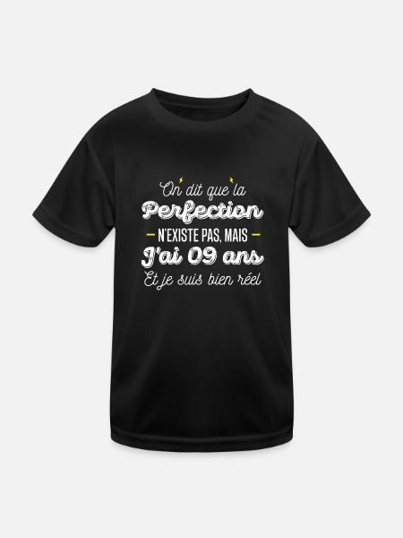 perfection 09 ans /anniversaire 09 ans - T-shirt sport Enfant - noir - Devant