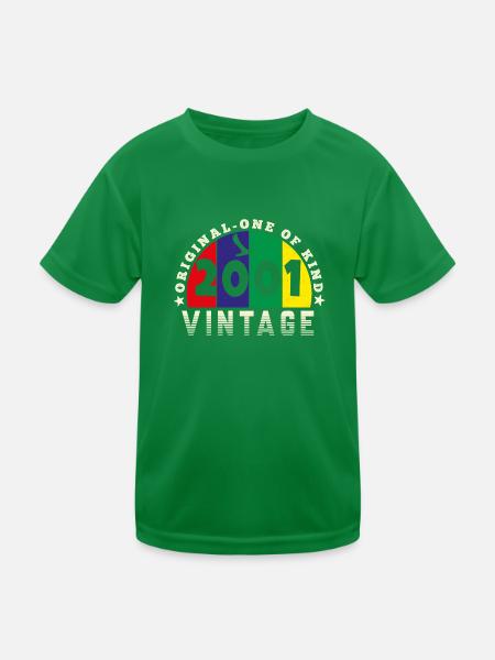 Vintage 2001 Retro - Bursdag - Kids Functional T-Shirt - kelly green - Front