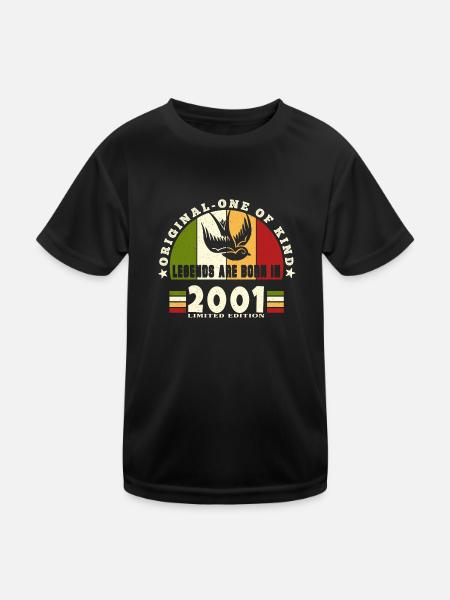 2001 Vintage Birthday Legend Gift - Kids Functional T-Shirt - black - Front