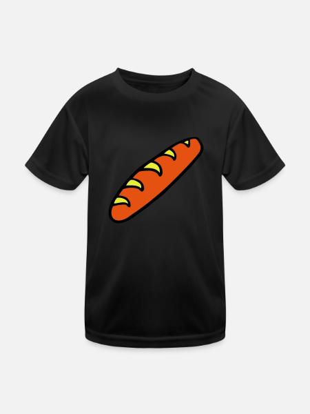brot baguette bäcker lebensmittel bäckerei - Kinder Funktions-T-Shirt - Schwarz - Vorne