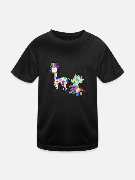 Fantasy Wildtiere Giraffe Dino Künstler Kinder - Kinder Funktions-T-Shirt - Schwarz
