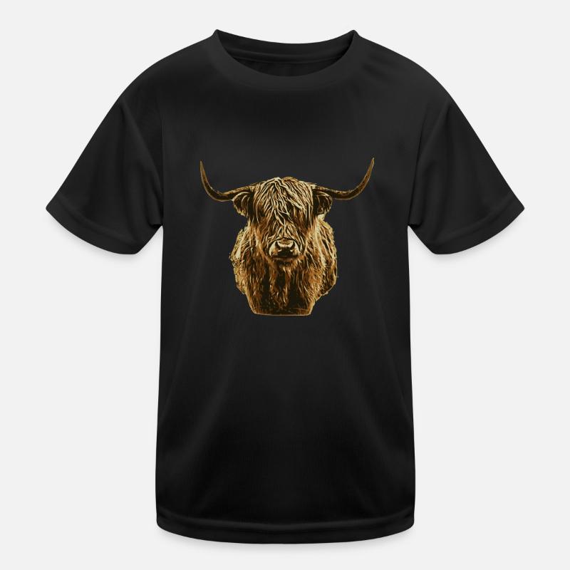 Scottish Highlander - Kinder Funktions-T-Shirt - Schwarz