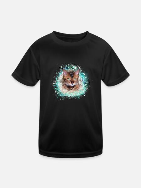 American Lynx, cat, bengal, leo, tiger, painting, - Kids Functional T-Shirt - black - Front