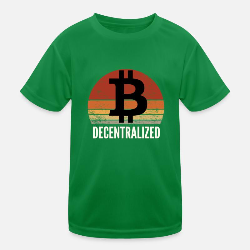 Bitcoin BTC Decentralized crypto Vintage Sunset Kids Functional T-Shirt