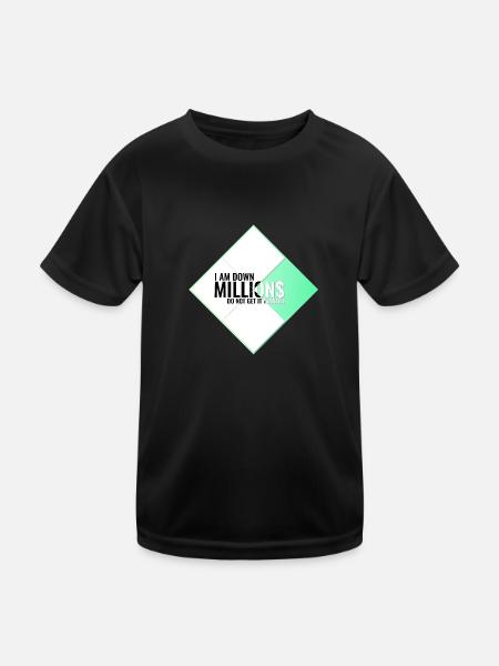 I Am Down Millions - Tile Shapes White & Turquoise - Kids Functional T-Shirt - black - Front
