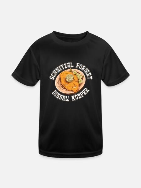 Schnitzel formte diesen Körper Schnitzelfan - Kinder Funktions-T-Shirt - Schwarz - Vorne