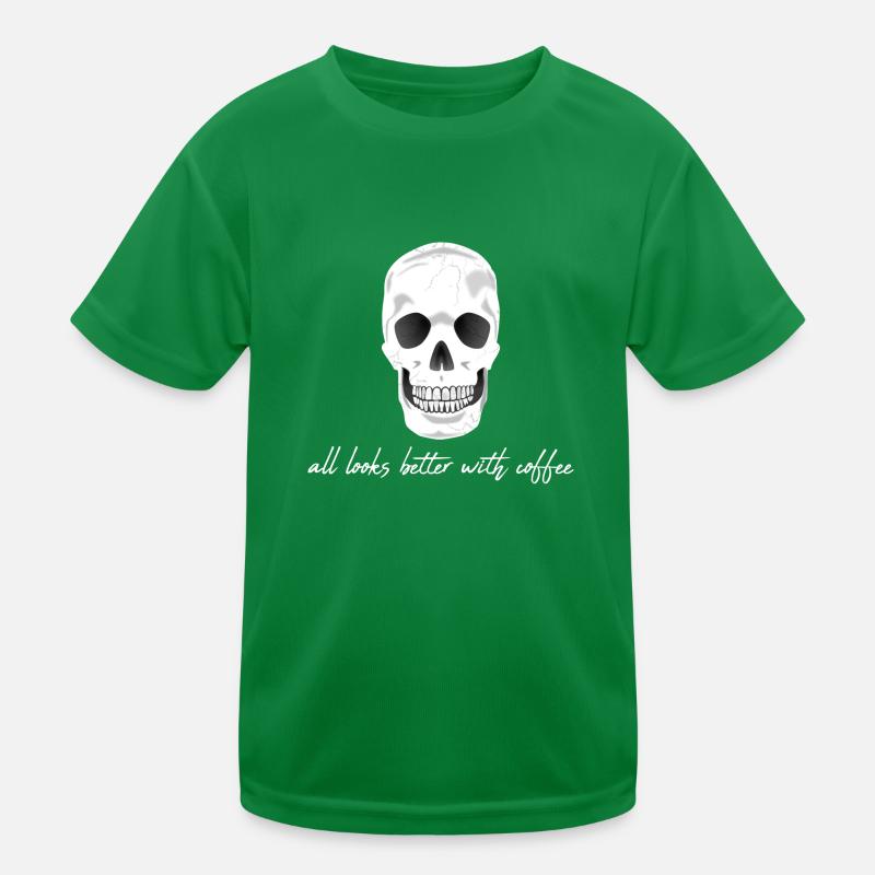 Coffee Caffeine Skull Kids Functional T-Shirt