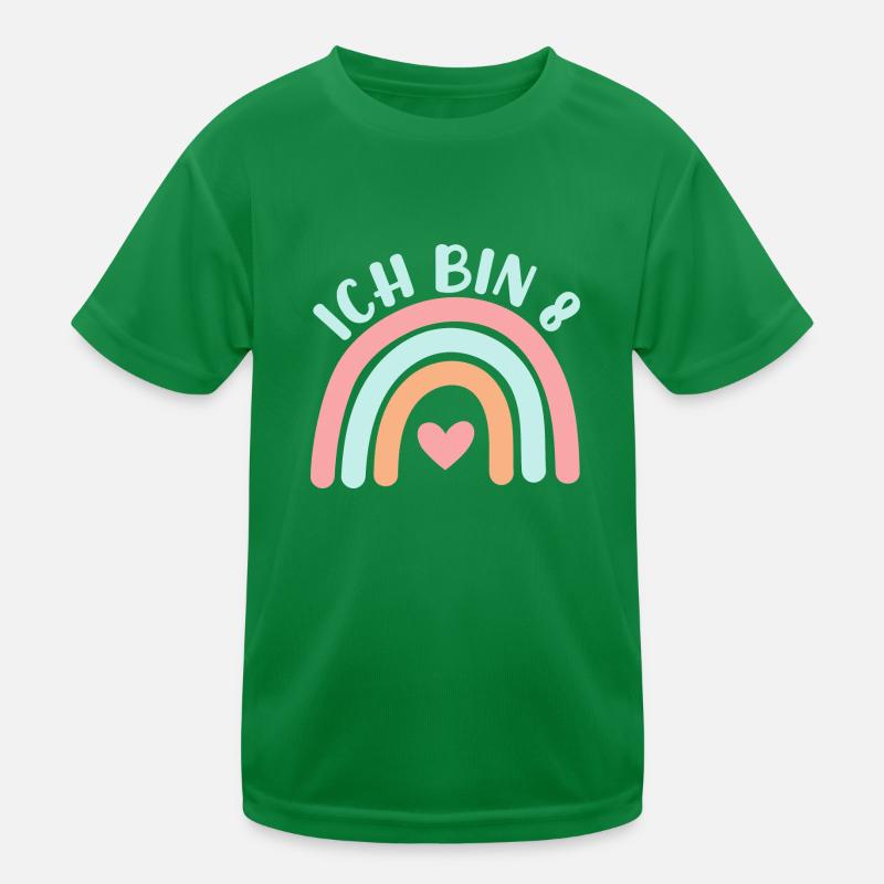 Ich bin 8 niedliche Regenbogen Design Junge Mädche Kids Functional T-Shirt